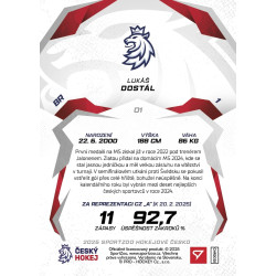 2025 Sportzoo Hokejové ČESKO #01 Lukáš Dostál