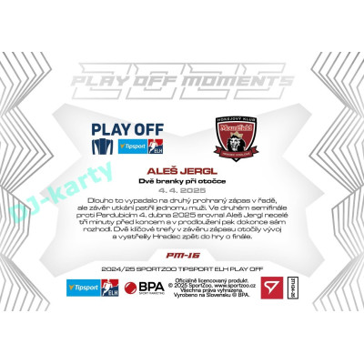 2024/25 Sportzoo ELH Play Off #PM-16 Aleš Jergl Play Off Moments
