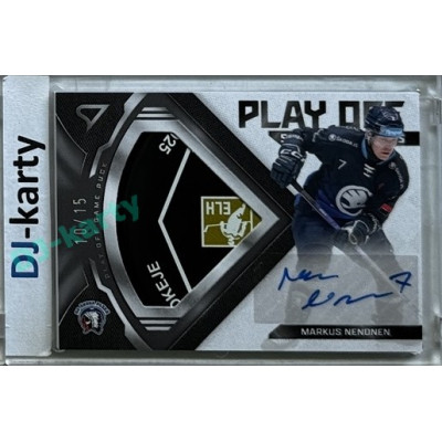 2024/25 Sportzoo ELH Play Off #PS-MN MArkus Nenonen Play Off Shards Auto Puck 10/15