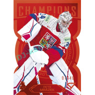2025 Sportzoo Hokejové ČESKO #CG-02 Petr Mrázek Champions 2024 Red Die Cut xx/49