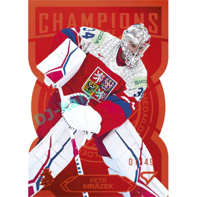 2025 Sportzoo Hokejové ČESKO #CG-02 Petr Mrázek Champions 2024 Red Die Cut xx/49