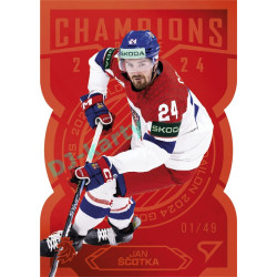 2025 Sportzoo Hokejové ČESKO #CG-10 Jan Ščotka Champions 2024 Red Die Cut xx/49