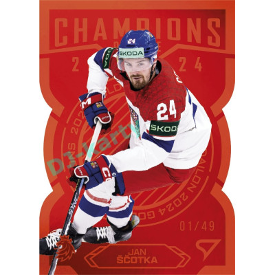 2025 Sportzoo Hokejové ČESKO #CG-10 Jan Ščotka Champions 2024 Red Die Cut xx/49