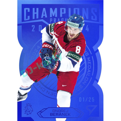 2025 Sportzoo Hokejové ČESKO #CG-12 Ondřej Beránek Champions 2024 Blue Die Cut xx/25