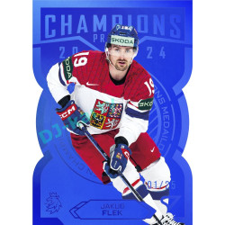 2025 Sportzoo Hokejové ČESKO #CG-14 Jakub Flek Champions 2024 Blue Die Cut xx/25