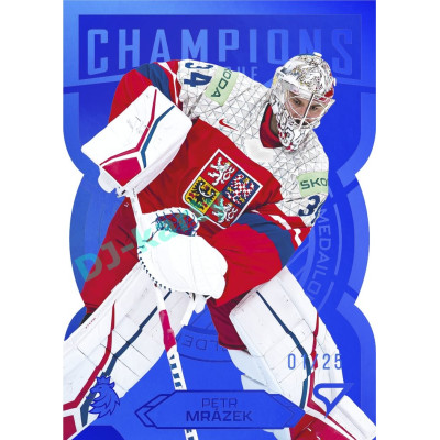 2025 Sportzoo Hokejové ČESKO #CG-02 Petr Mrázek Champions 2024 Blue Die Cut xx/25