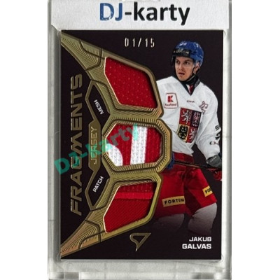 2025 Sportzoo Hokejové ČESKO #JF-JG Jakub Galvas Jersey Fragments Level 3 01/15