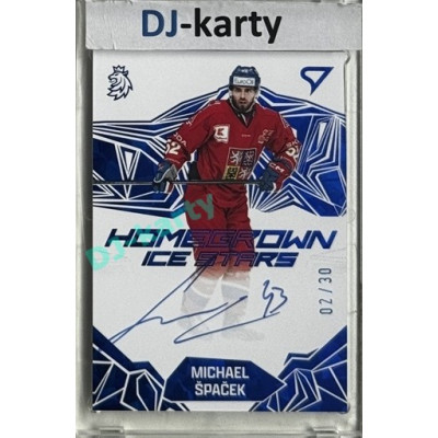 2025 Sportzoo Hokejové ČESKO #HSS-MS Michael Špaček Homegrown Ice Stars Blue Auto 02/30