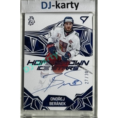 2025 Sportzoo Hokejové ČESKO #HSS-OB Ondřej Beránek Homegrown Ice Stars Blue Auto 27/30