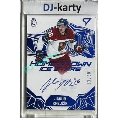 2025 Sportzoo Hokejové ČESKO #HSS-KR Jakub Krejčík Homegrown Ice Stars Blue Auto 13/30
