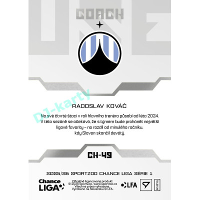 2025/26 Sportzoo Chance Liga 1. série #CH-49 Coach Clubhouse