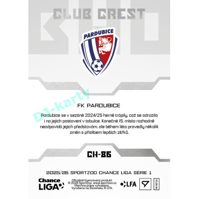 2025/26 Sportzoo Chance Liga 1. série #CH-86 Club Crest Clubhouse