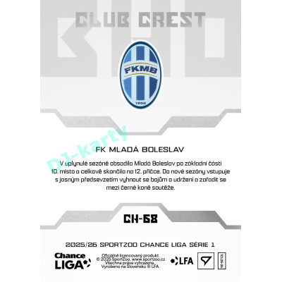 2025/26 Sportzoo Chance Liga 1. série #CH-68 Club Crest Clubhouse