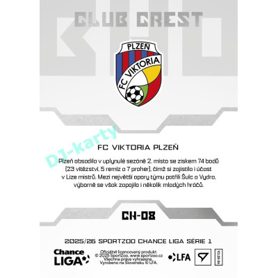 2025/26 Sportzoo Chance Liga 1. série #CH-08 Club Crest Clubhouse