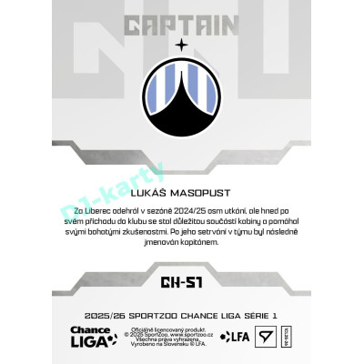 2025/26 Sportzoo Chance Liga 1. série #CH-51 Captain Clubhouse