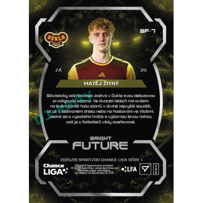 2025/26 Sportzoo Chance Liga 1. série #BF-7 MATĚJ ŽITNÝ Bright Future