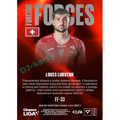 2025/26 Sportzoo Chance Liga 1. série #FF-33 LOUIS LURVINK Foreign Forces