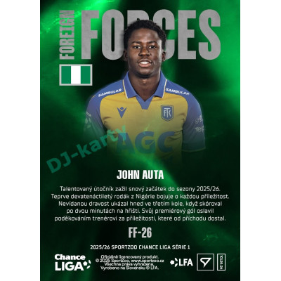 2025/26 Sportzoo Chance Liga 1. série #FF-26 JOHN AUTA Foreign Forces