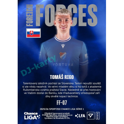 2025/26 Sportzoo Chance Liga 1. série #FF-07 TOMÁŠ RIGO Foreign Forces