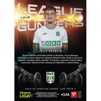2025/26 Sportzoo Chance Liga 1. série #LG-12 FILIP VECHETA League  Gunners