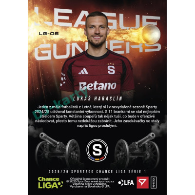 2025/26 Sportzoo Chance Liga 1. série #LG-06 LUKÁŠ HARASLÍN League  Gunners