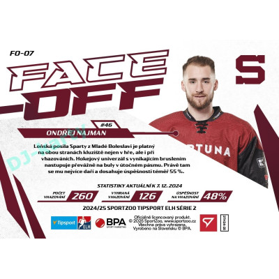 2024/25 Sportzoo ELH 2. serie #FO-07 Ondřej Najman Face-Off