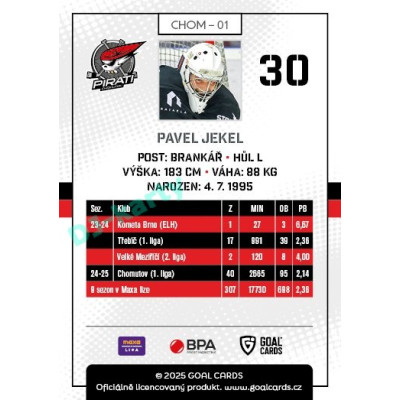 2025/26 Goal Cards Maxa liga #CHOM-01 Pavel Jekel 