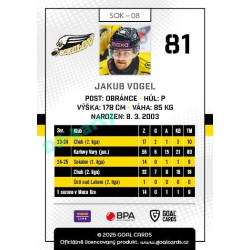 2025/26 Goal Cards Maxa liga #SOK-08 Jakub Vogel