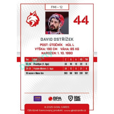 2025/26 Goal Cards Maxa liga #FMI-12 David Ostřížek