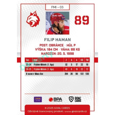 2025/26 Goal Cards Maxa liga #FMI-03 Filip Haman