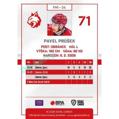 2025/26 Goal Cards Maxa liga #FMI-06 Pavel Průšek