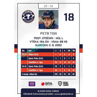 2025/26 Goal Cards Maxa liga #LIT-14 Petr Ton