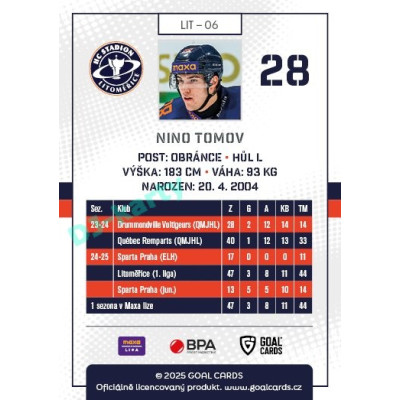 2025/26 Goal Cards Maxa liga #LIT-06 Nino Tomov