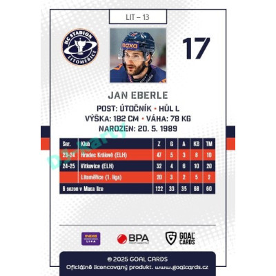 2025/26 Goal Cards Maxa liga #LIT-13 Jan Eberle