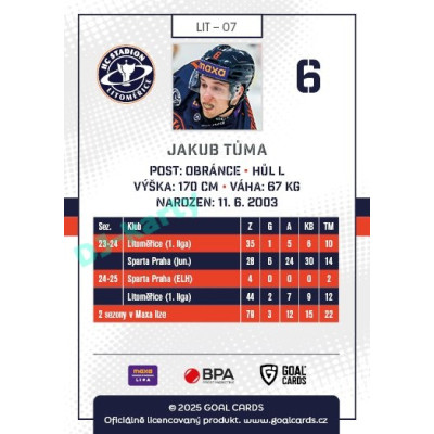 2025/26 Goal Cards Maxa liga #LIT-07 Jakub Tůma