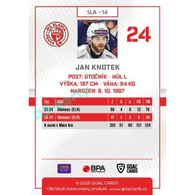 2025/26 Goal Cards Maxa liga #SLA-14 Jan Knotek