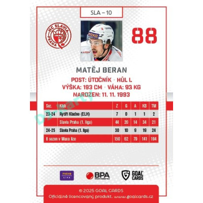 2025/26 Goal Cards Maxa liga #SLA-10 Matěj Beran