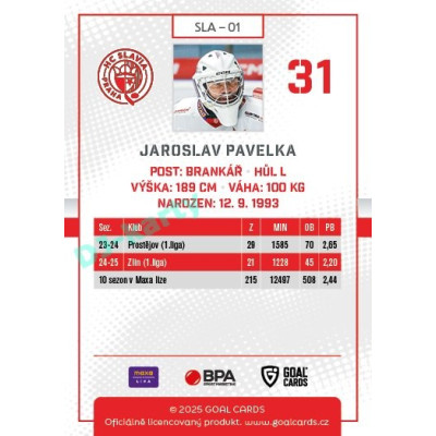 2025/26 Goal Cards Maxa liga #SLA-01 Jaroslav Pavelka 