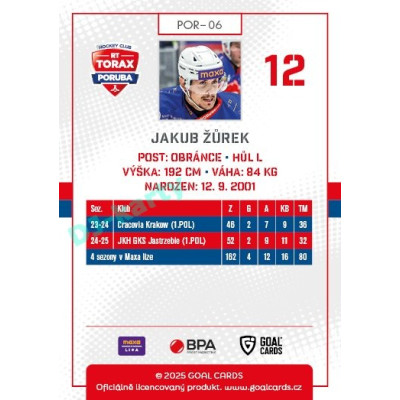 2025/26 Goal Cards Maxa liga #POR-06 Jakub Žůrek