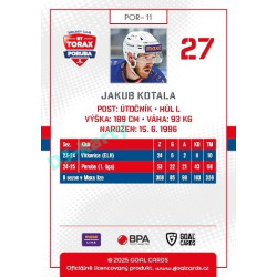 2025/26 Goal Cards Maxa liga #POR-11 Jakub Kotala