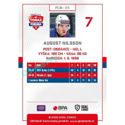 2025/26 Goal Cards Maxa liga #POR-05 August Nilsson
