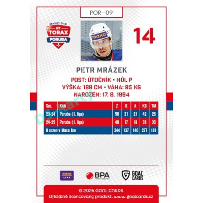 2025/26 Goal Cards Maxa liga #POR-09 Petr Mrázek