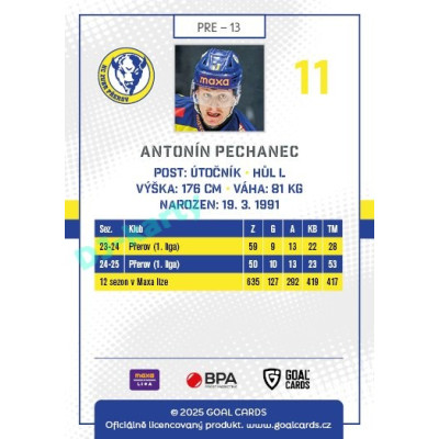 2025/26 Goal Cards Maxa liga #PRE-13 Antonín Pechanec