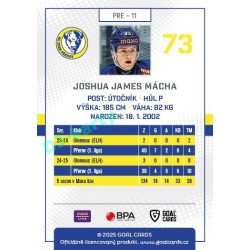 2025/26 Goal Cards Maxa liga #PRE-11 Joshua James Mácha