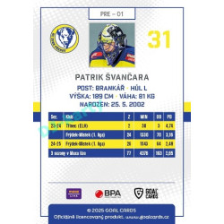2025/26 Goal Cards Maxa liga #PRE-01 Patrik Švančara