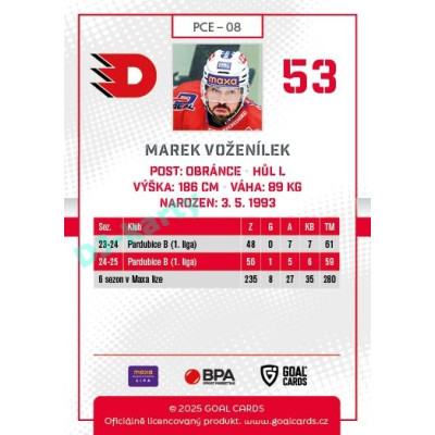 2025/26 Goal Cards Maxa liga #PCE-08 Marek Voženílek
