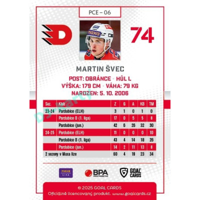 2025/26 Goal Cards Maxa liga #PCE-06 Martin Švec