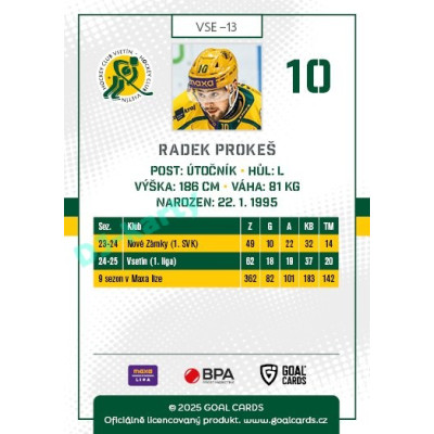 2025/26 Goal Cards Maxa liga #VSE-13 Radek Prokeš
