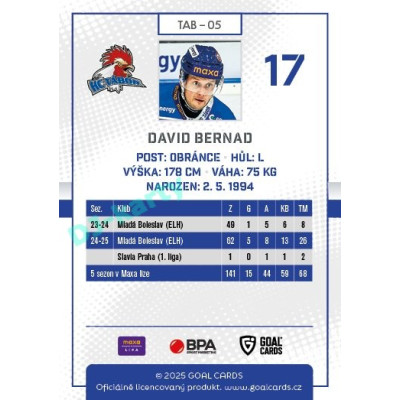 2025/26 Goal Cards Maxa liga #TAB-05 David Bernad