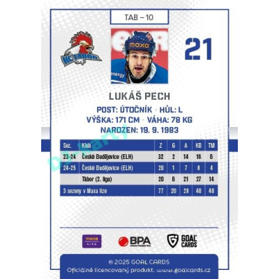 2025/26 Goal Cards Maxa liga #TAB-10 Lukáš Pech